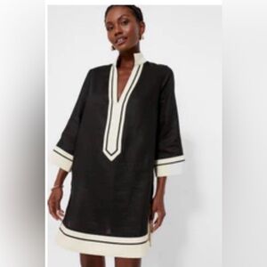 Tuckernuck Black Tunic Dress with Ivory Trim